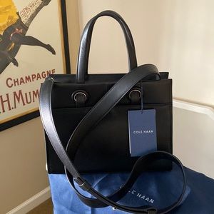 NWT Cole Haan Black Leather Top Handle Crossbody Bag
